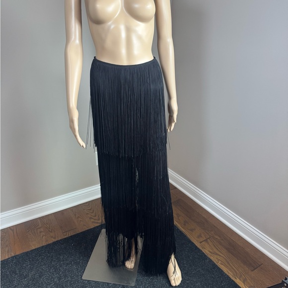 AKIRA Pants - AKIRA Black Fringe Palazzo Pants Festival Rave Western Wide Leg 1X NWT